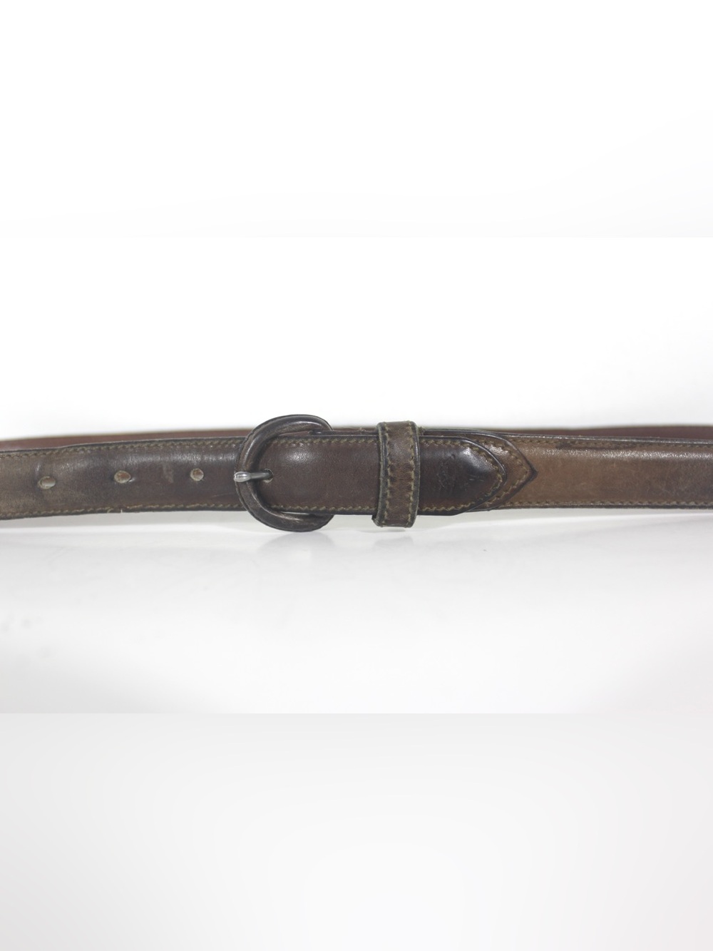 POLO RALPH LAUREN Vintage Worn In Narrow Skinny Chocolate Brown Leather Belt
